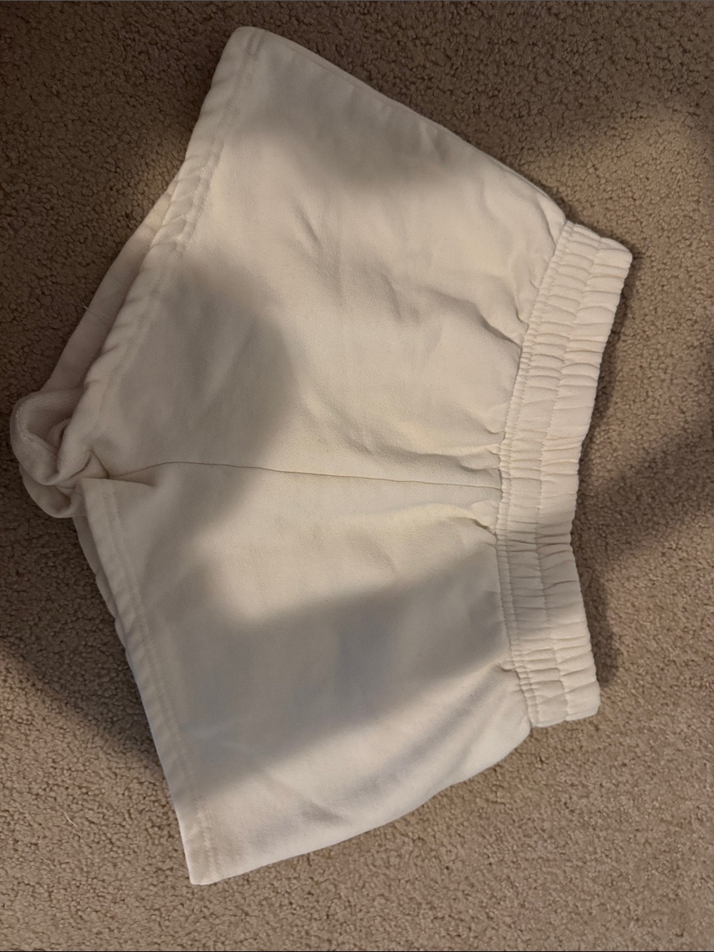 Cream Elastic Waist Casual Sweat Shorts